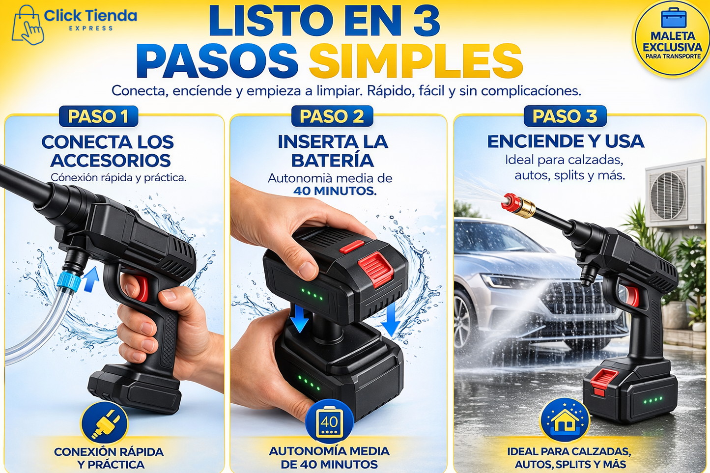 Hidrolavadora Inalámbrica de Alta Presión – Limpieza Profesional en Cualquier Lugar