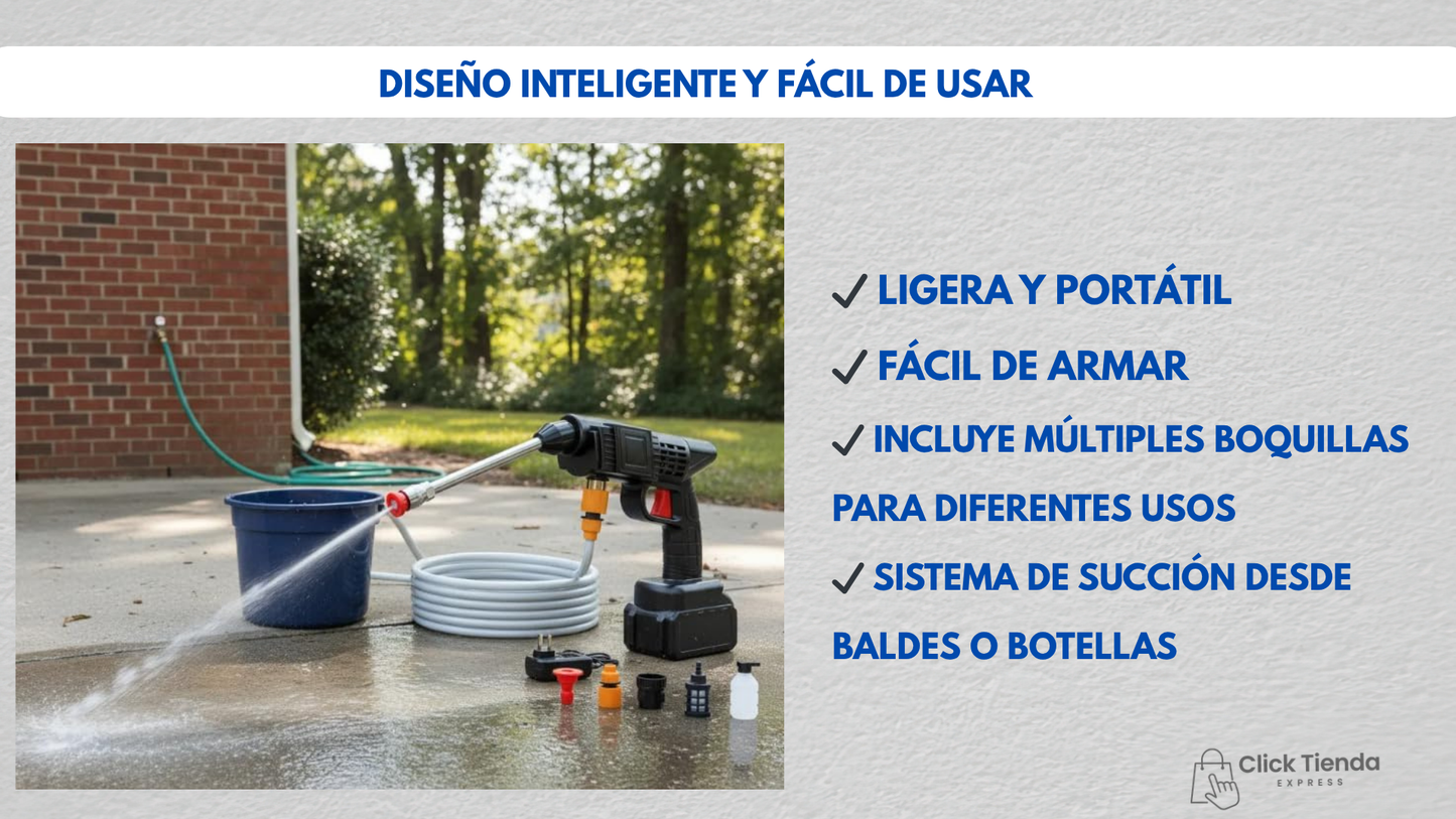 Hidrolavadora Inalámbrica de Alta Presión – Limpieza Profesional en Cualquier Lugar